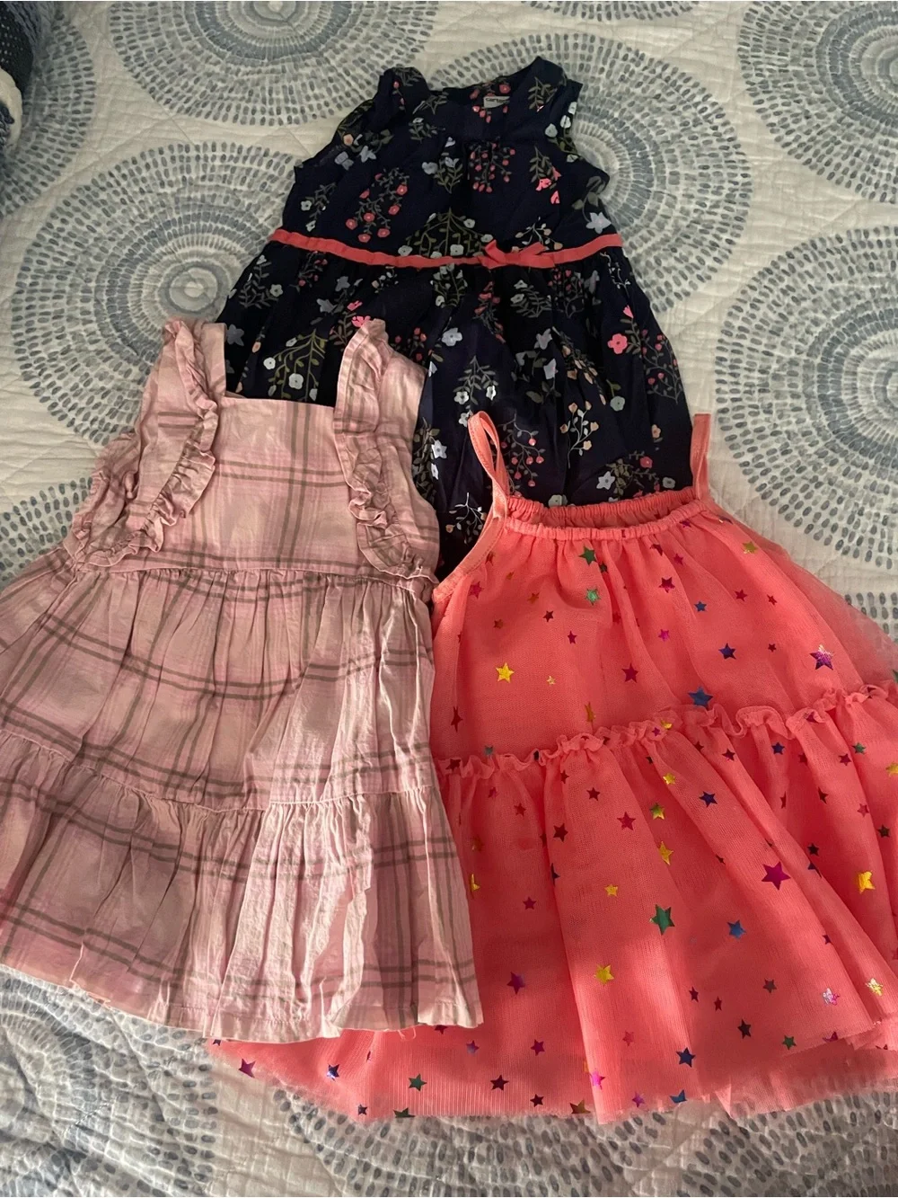 Carter's Girls 3-Piece Dress Set - Navy, Pink, Coral